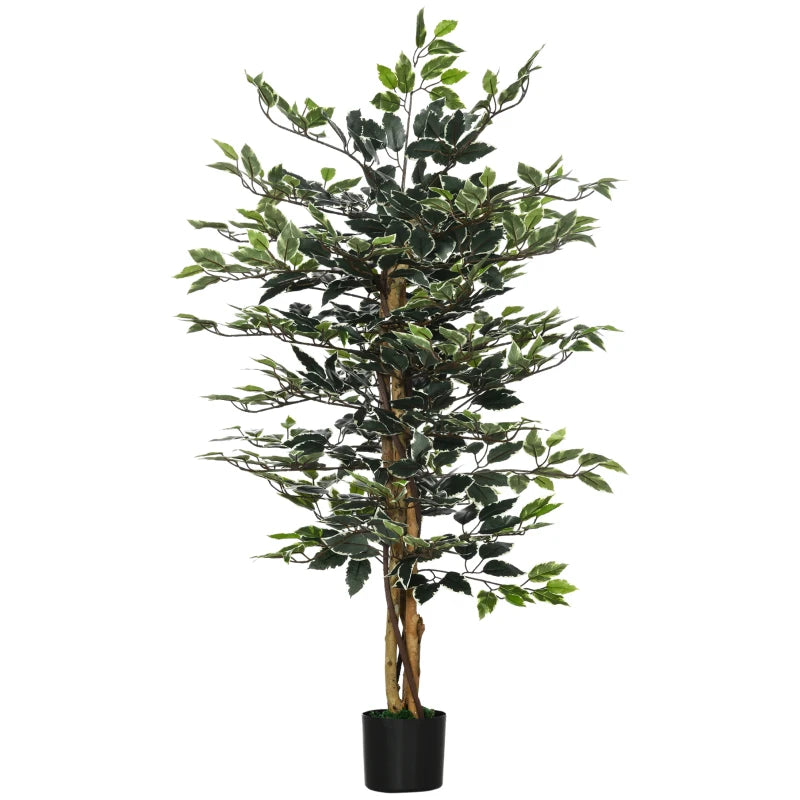 130cm Tall Artificial Ficus Tree in Pot, Lifelike Green Fake Plant for Indoor/Outdoor