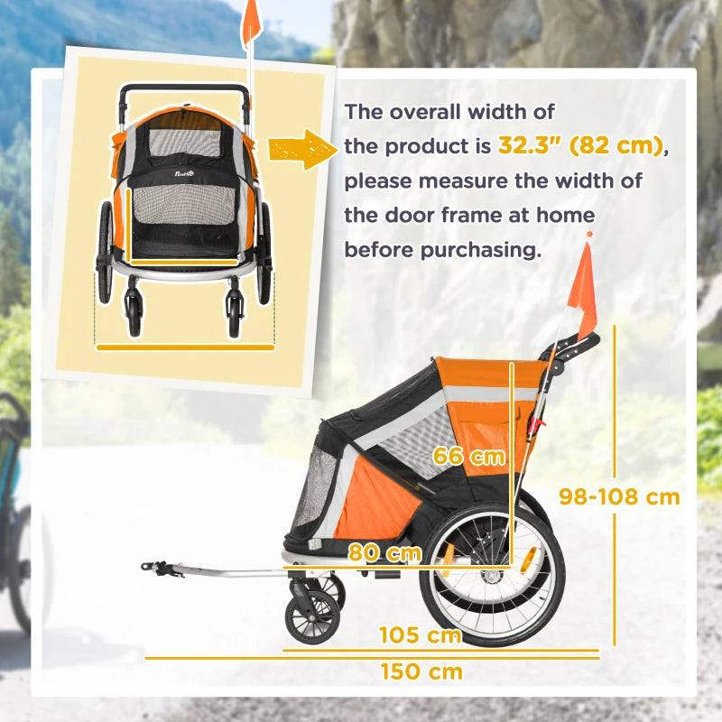 Orange Dog Bike Trailer & Stroller for Large Dogs