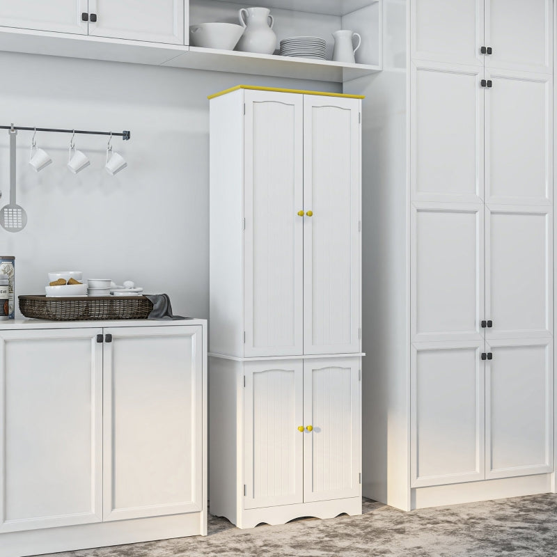 White 4-Door Freestanding Kitchen Storage Cabinet with Shelves