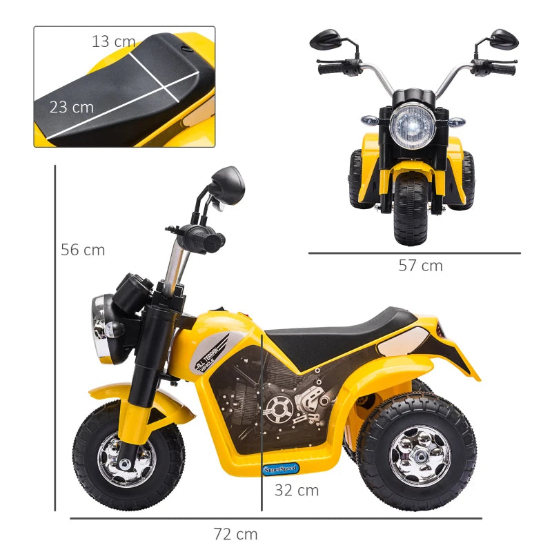 Yellow 3-Wheel Electric Kids Motorbike Toy 18-36 Months