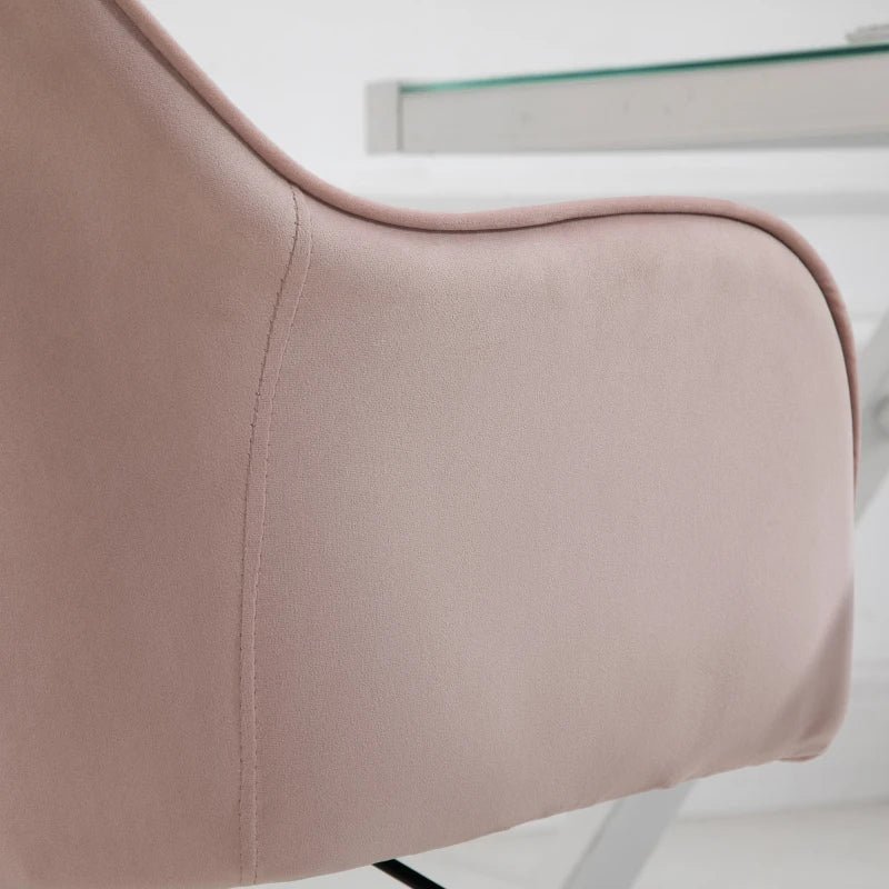 Velvet Pink Office Chair with Massage Lumbar Pillow