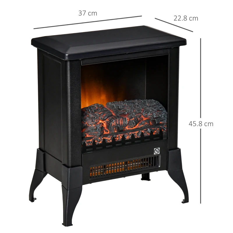 Black Electric Fireplace Stove with Realistic Flame Effect