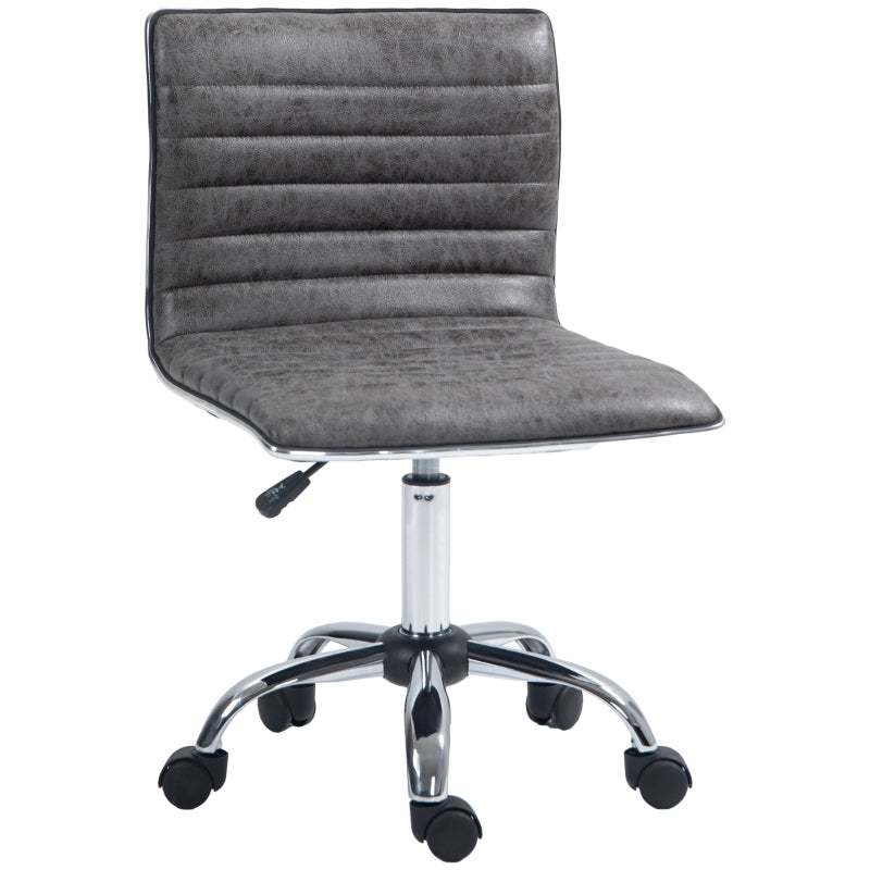 Grey Mid-Back Swivel Office Chair with Armless Design