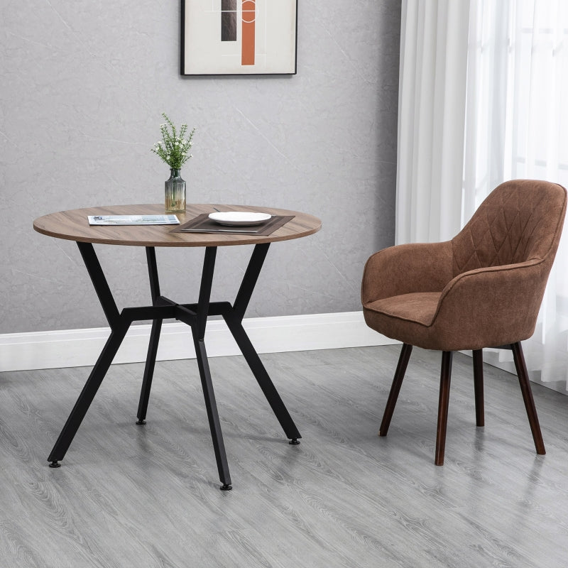 Brown Dining Table with Black Legs - 90 x 76 cm, Anti-slip Foot Pads