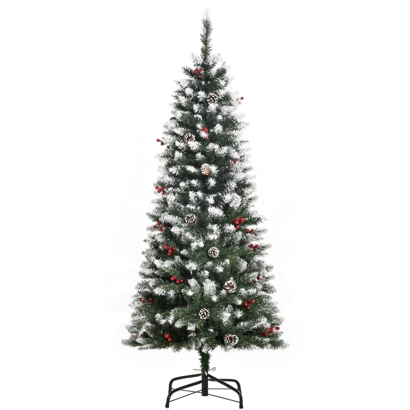 5FT Green Artificial Christmas Tree with Red Berries and Pinecones