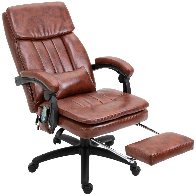 Brown Massage Office Chair with Footrest & Reclining Back