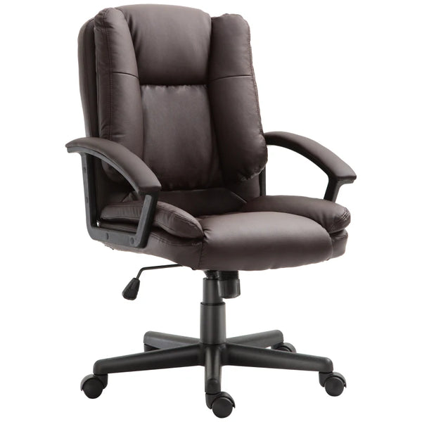 Brown Faux Leather Office Chair with Adjustable Height and Swivel Wheels