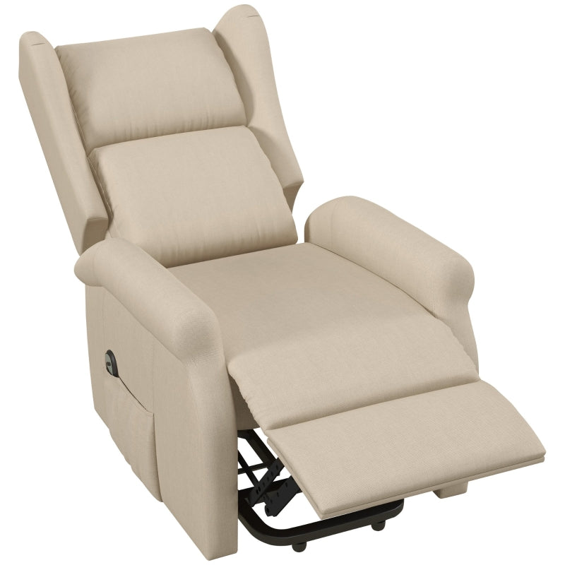 Beige Electric Recliner Armchair with Remote Control for Elderly