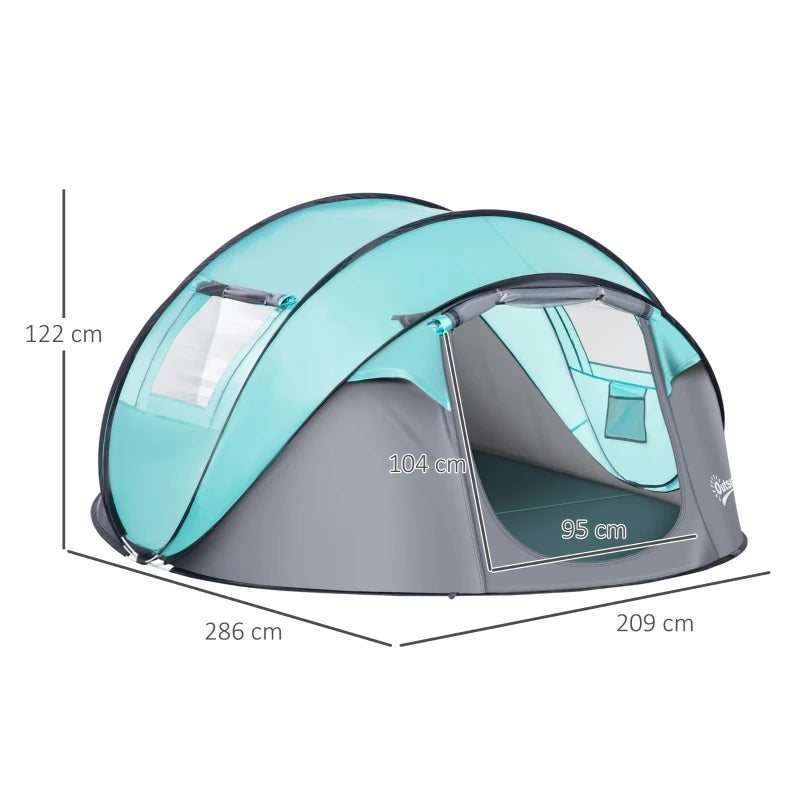 4 Person Tiffany Blue Pop Up Camping Tent with Vestibule