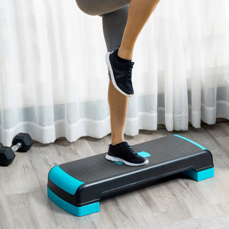 Adjustable Aerobic Step Board Set, 3 Heights, Nonslip Exercise Steppers