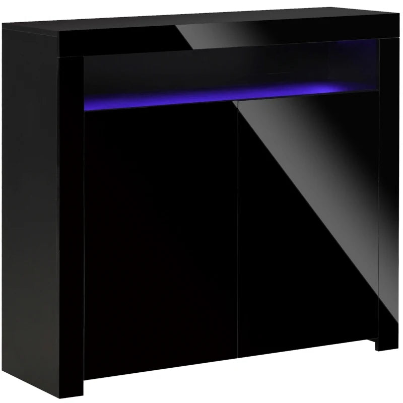 Black LED High Gloss Storage Cabinet with RGB Lighting