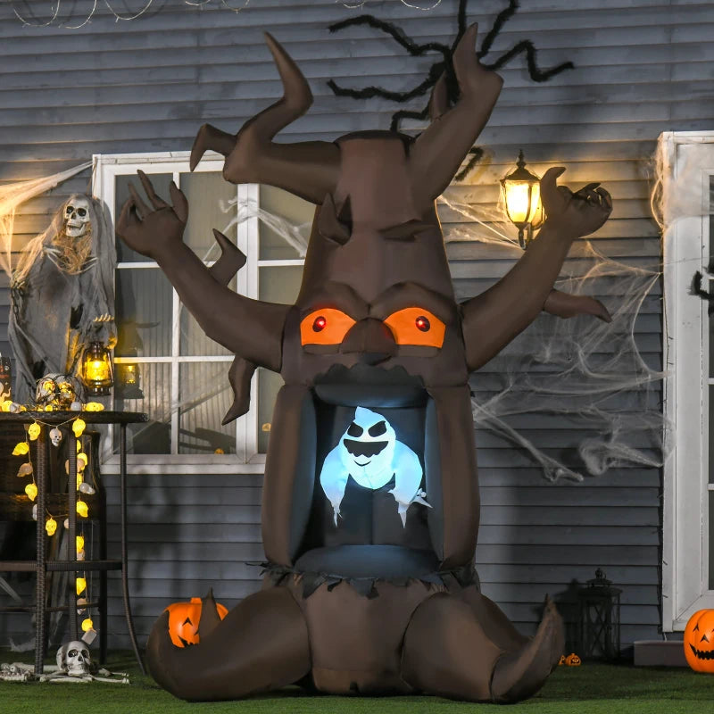 8FT Halloween Inflatable Floating Ghost Tree with LEDs - Scary Outdoor Decor