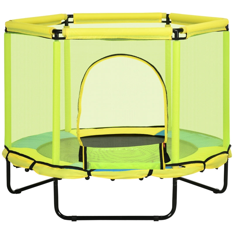 Yellow Kids Trampoline with Safety Net - 140cm, Ages 1-6