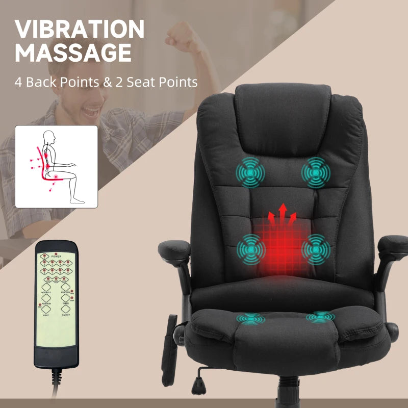 Black Heated Massage Recliner Chair with 6 Massage Points