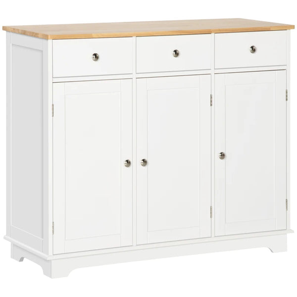 White Modern Sideboard with Storage Cabinets and Drawers