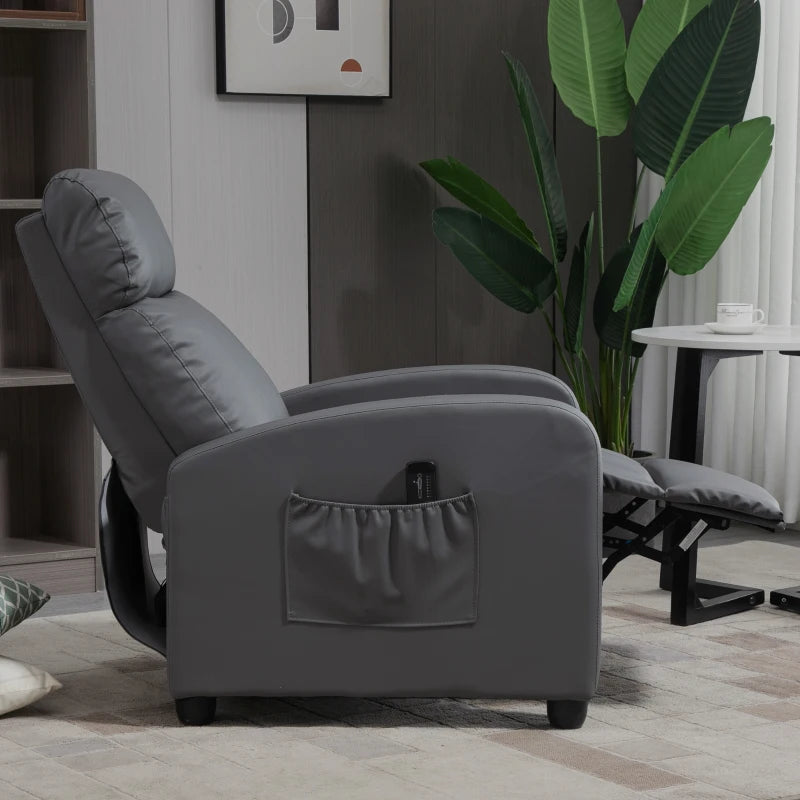 Grey Massage Recliner Armchair with Adjustable Leg Rest