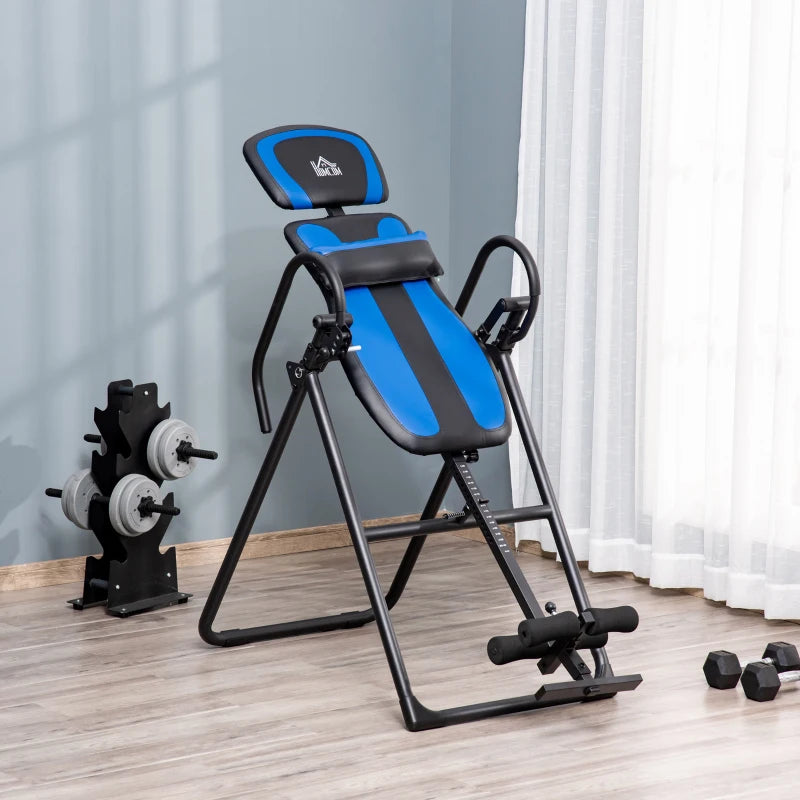 Foldable Inversion Table, Black Back Therapy Bench with Ankle Cushions