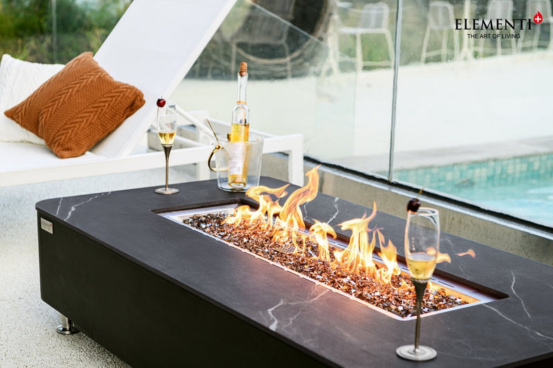 Black Marble Valencia Fire Table - Propane Gas