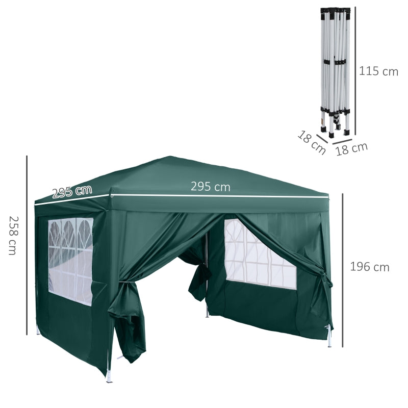 Small Green Pop Up Gazebo (3m x 3m)