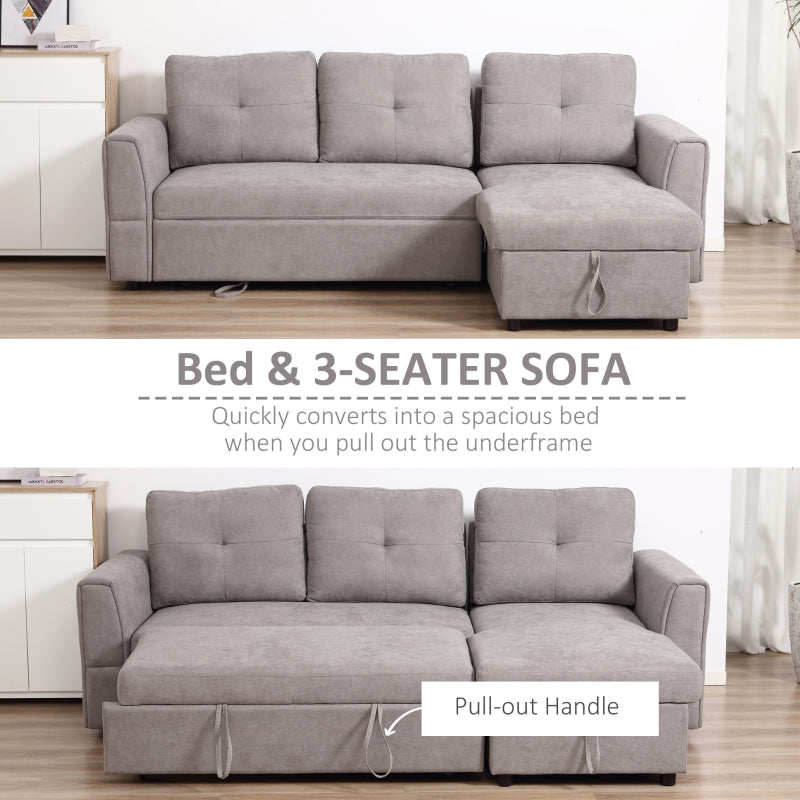 Grey Studio Corner Sofabed With Storage