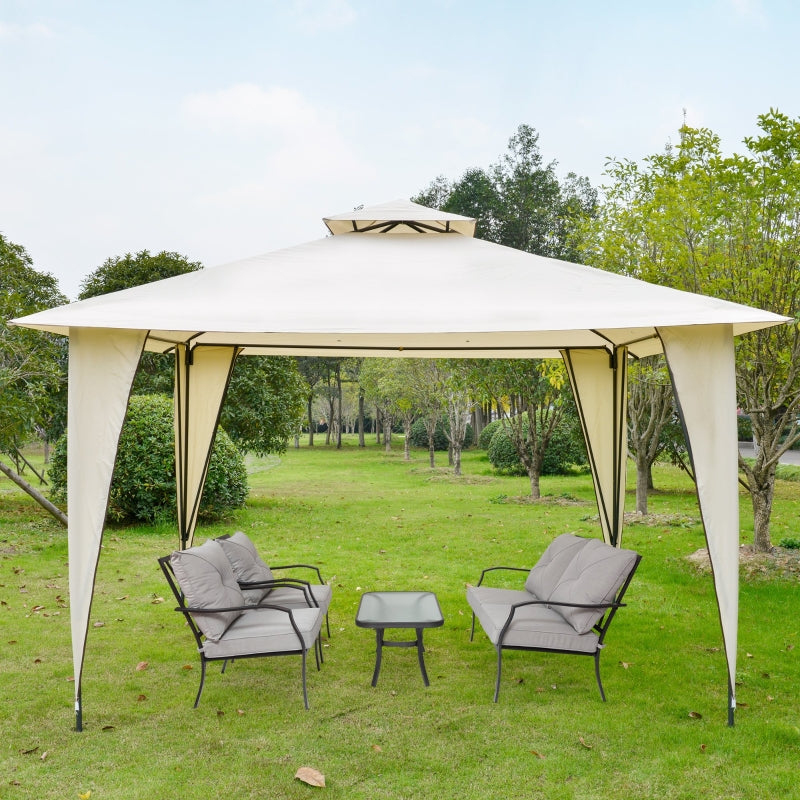 Beige Pop Up Gazebo With Steel Frame