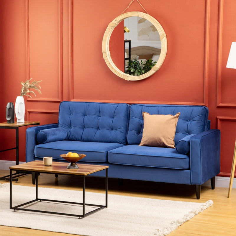 Blue Velvet-Style Vintage Fabric Sofa