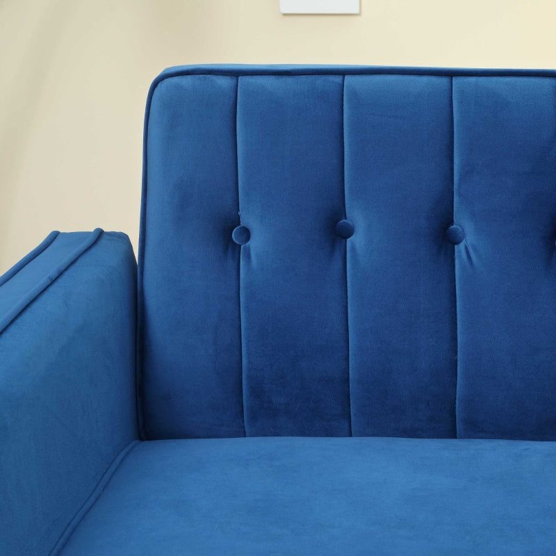 Modern Blue Velvet-Style Adjustable Sofabed