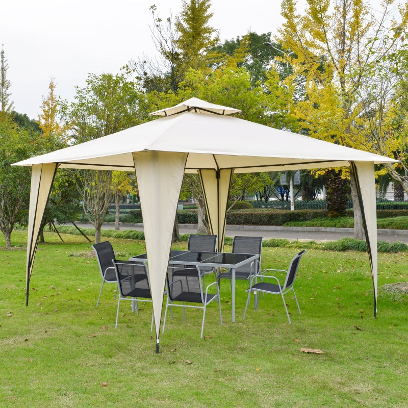 Beige Pop Up Gazebo With Steel Frame