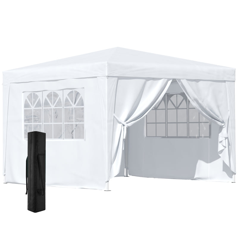 White Gazebo With Powder-Coated Steel Frame