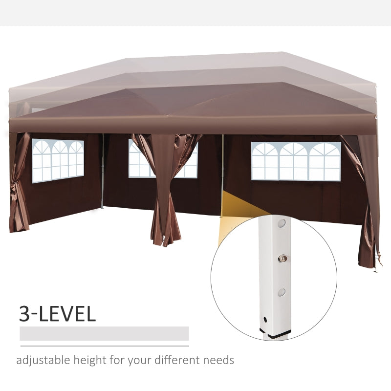 Large Brown Outdoor Pop Up Gazebo