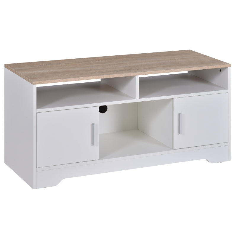 Malta White TV Stand With Wooden Top