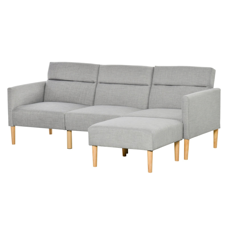 Reversible Grey Corner Sofa With Footstall