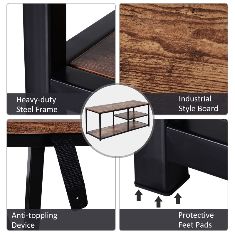 Wood Effect Industrial-Style Multi Shelf TV Unit
