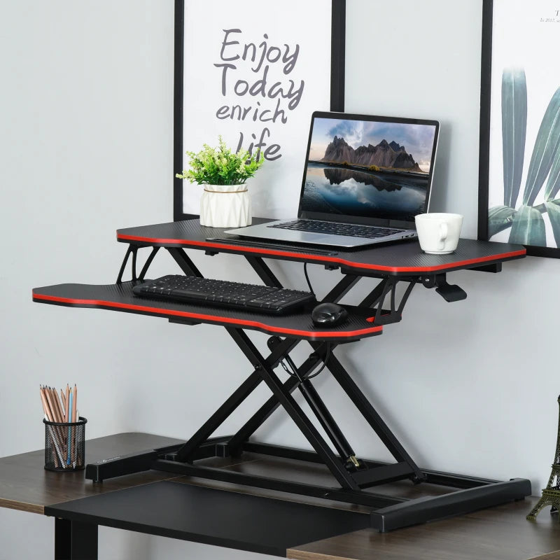 Black and Red Adjustable Standing Desk