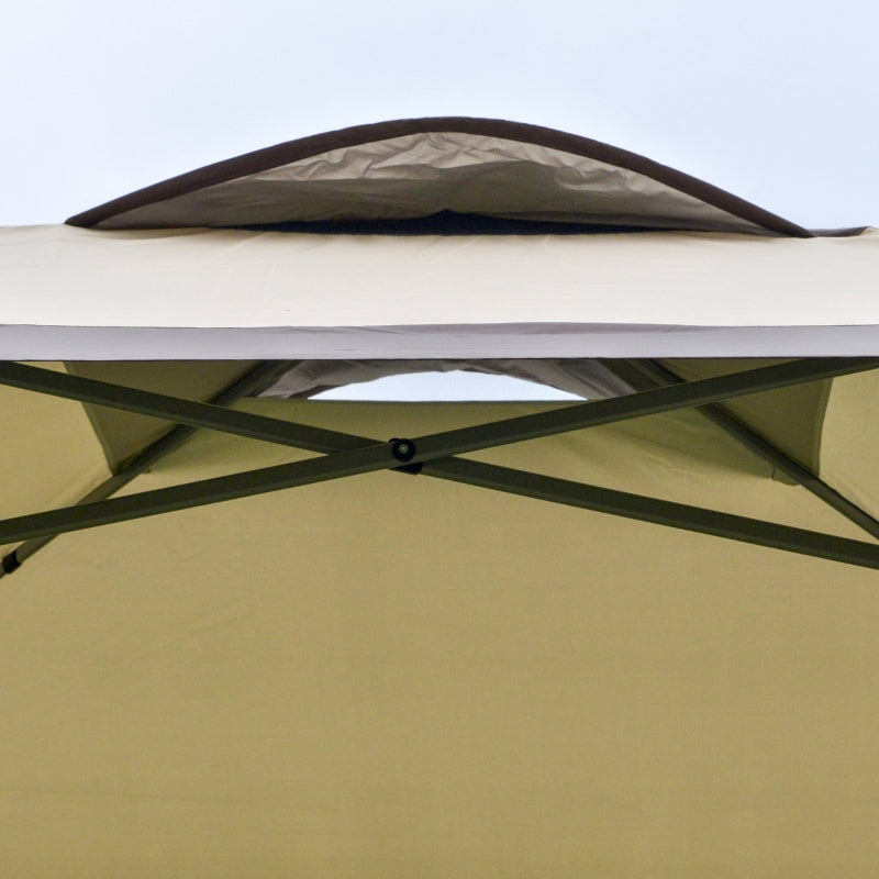 Simple Brown Gazebo With Adjustable Legs and Roller Bag