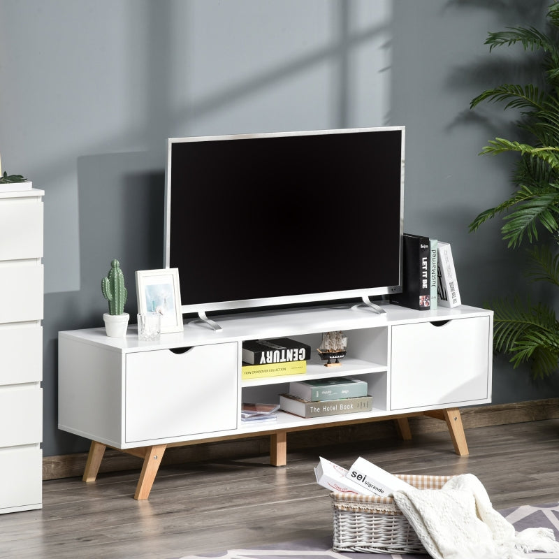 White TV Cabinet With 2 Drawers and Shelves