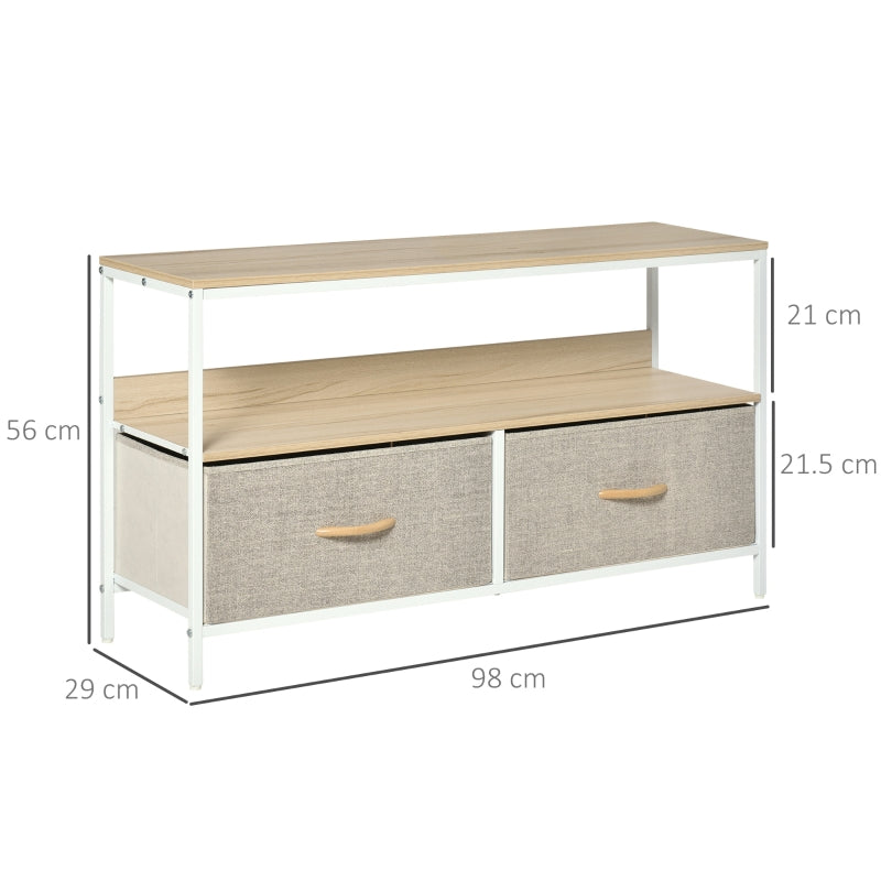 Beige TV Stand With Linen Drawers