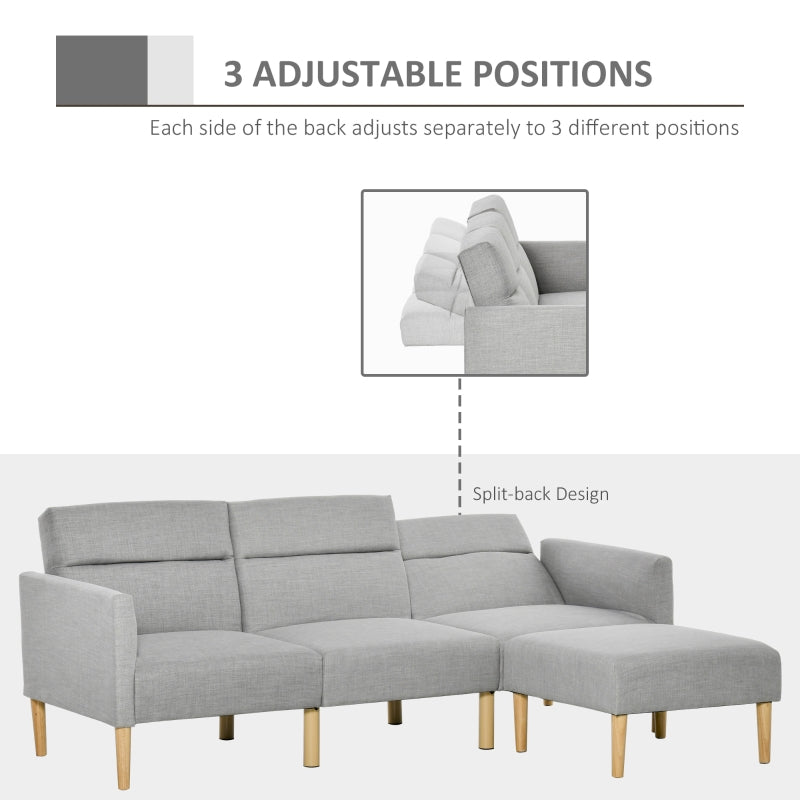 Reversible Grey Corner Sofa With Footstall