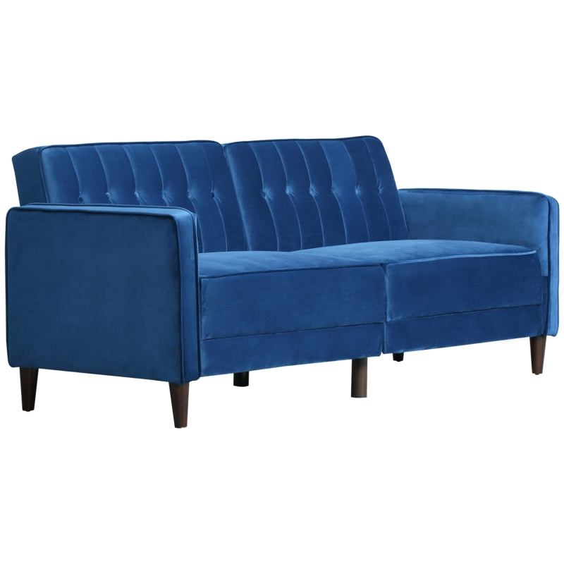 Modern Blue Velvet-Style Adjustable Sofabed