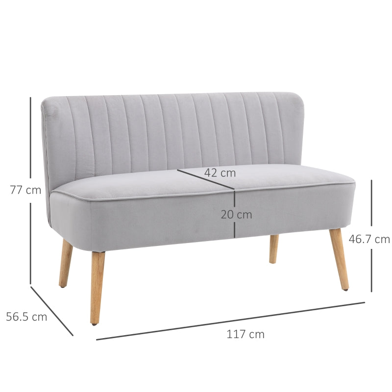 Snow White Love Seat With Wooden Legs