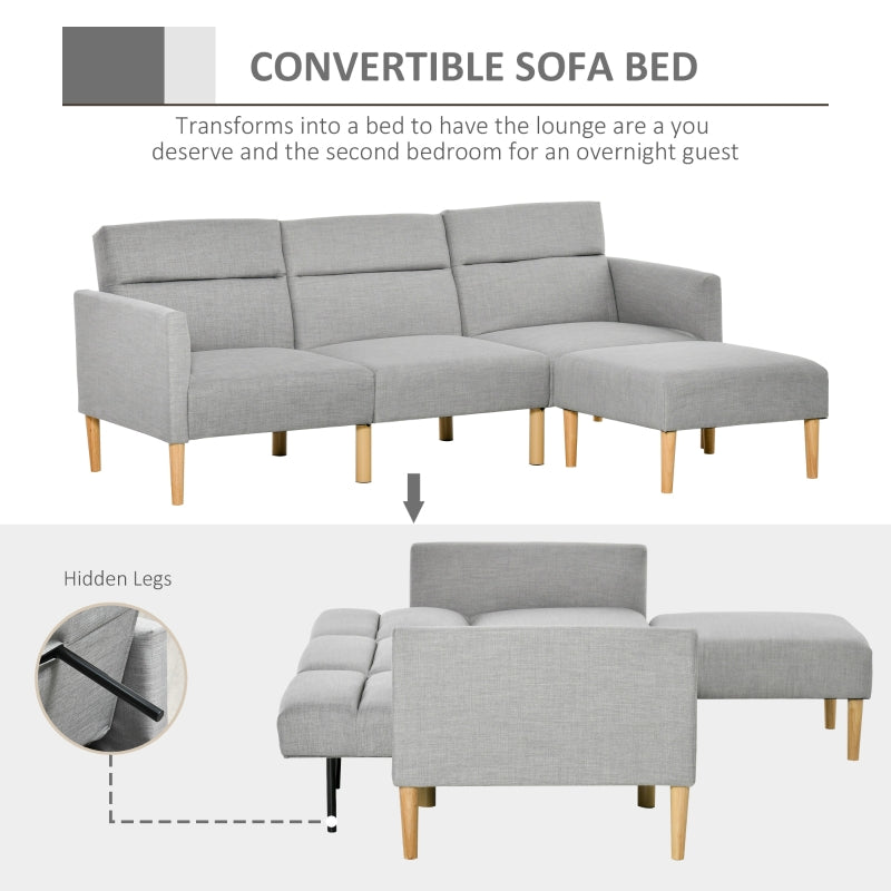 Reversible Grey Corner Sofa With Footstall