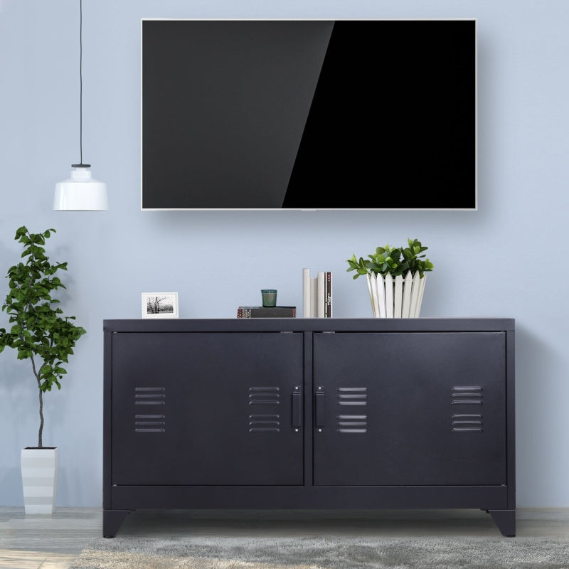 Black Industrial Steel TV Unit