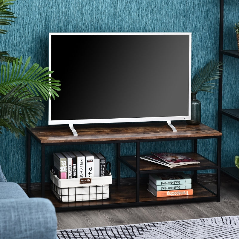 Wood Effect Industrial-Style Multi Shelf TV Unit