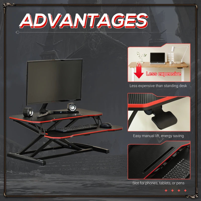 Black and Red Adjustable Standing Desk