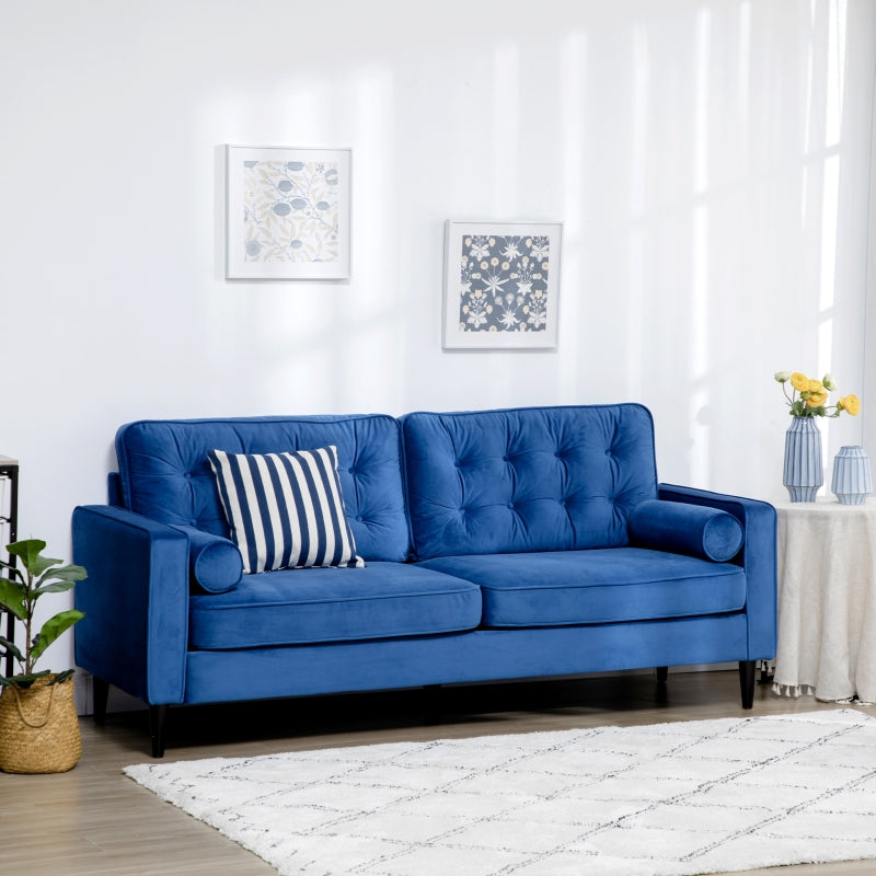 Blue Velvet-Style Vintage Fabric Sofa