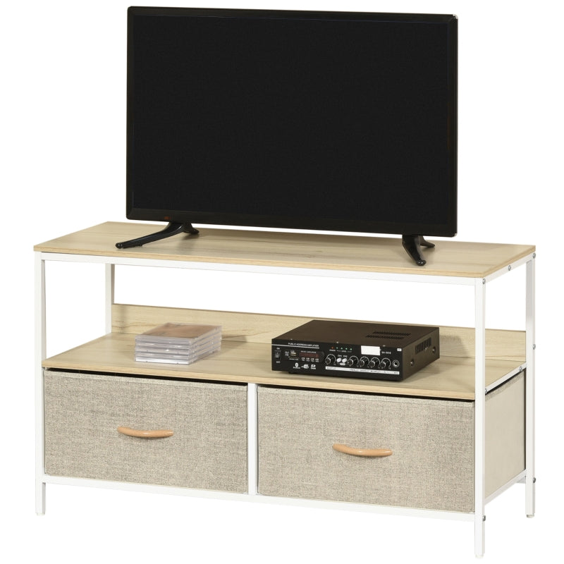 Beige TV Stand With Linen Drawers