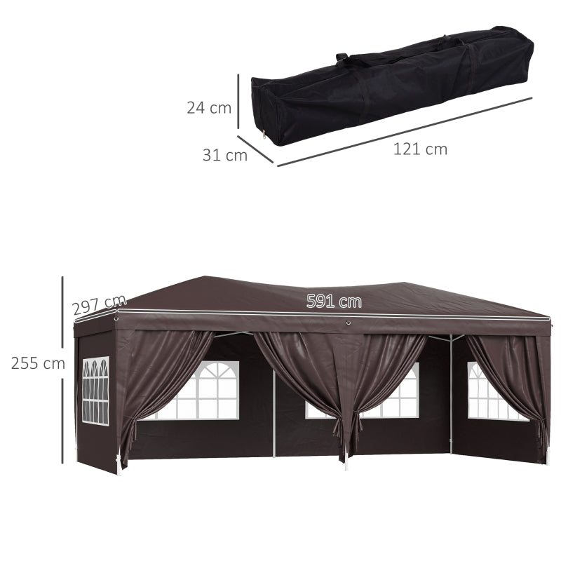 Large Brown Outdoor Pop Up Gazebo