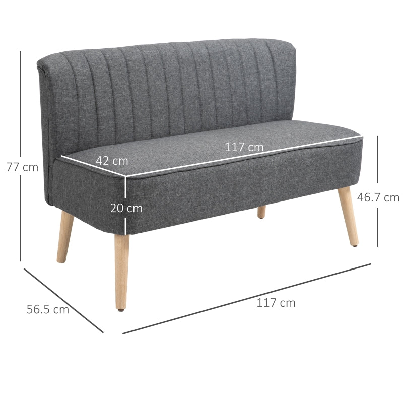 High-Back Grey 2 Seater Sofa