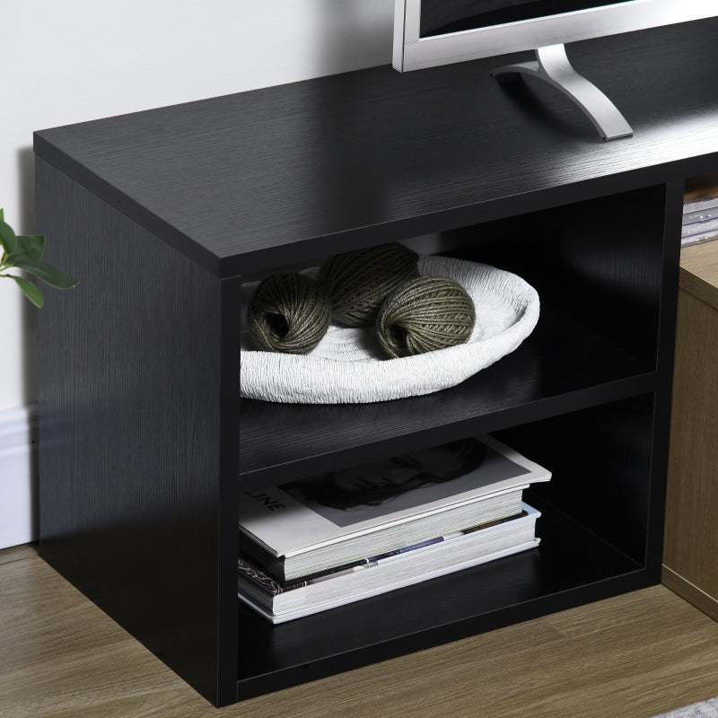 Chic Black Wood TV Stand With Storage