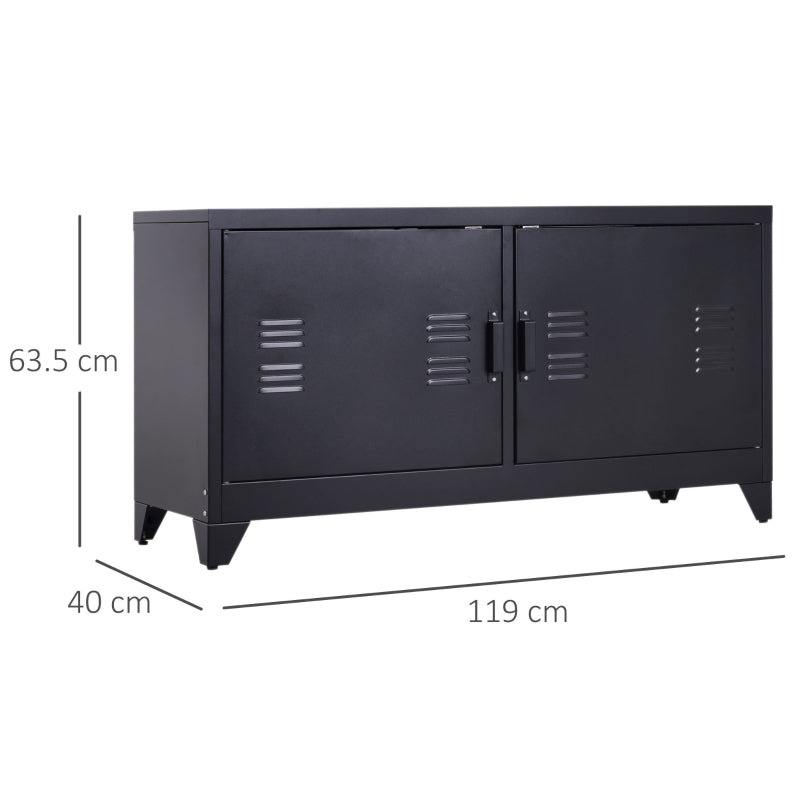 Black Industrial Steel TV Unit